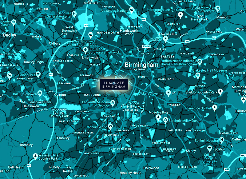 Google Map of Birmingham Botanical Gardens, Westbourne Rd, Birmingham. B15 3TR
